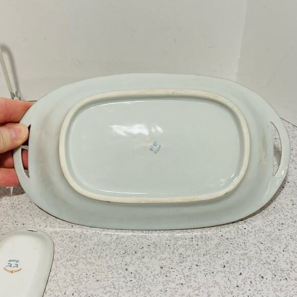 Vintage Hand Painted Nippon Porcelain Relish Tidbit Tray & 4 Salt Cellars Set - Picture 4 of 13